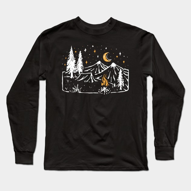 Camp Fire Long Sleeve T-Shirt by quilimo